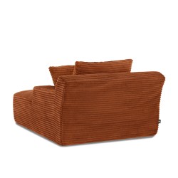 Canapé profond droit KENEDY fixe velours côtelé terracotta 1 place
