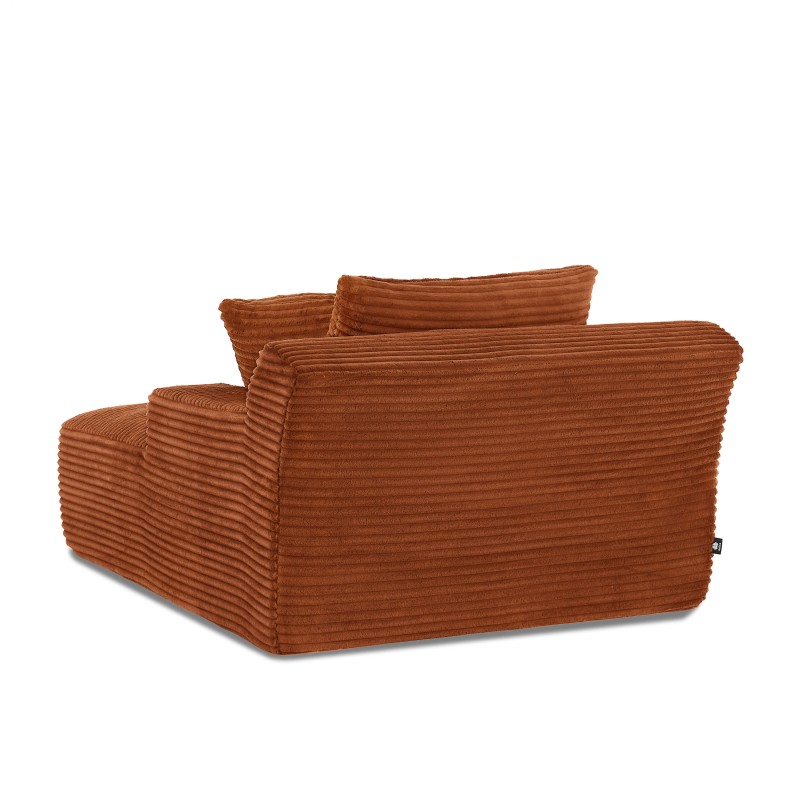Canapé profond droit KENEDY fixe velours côtelé terracotta 1 place