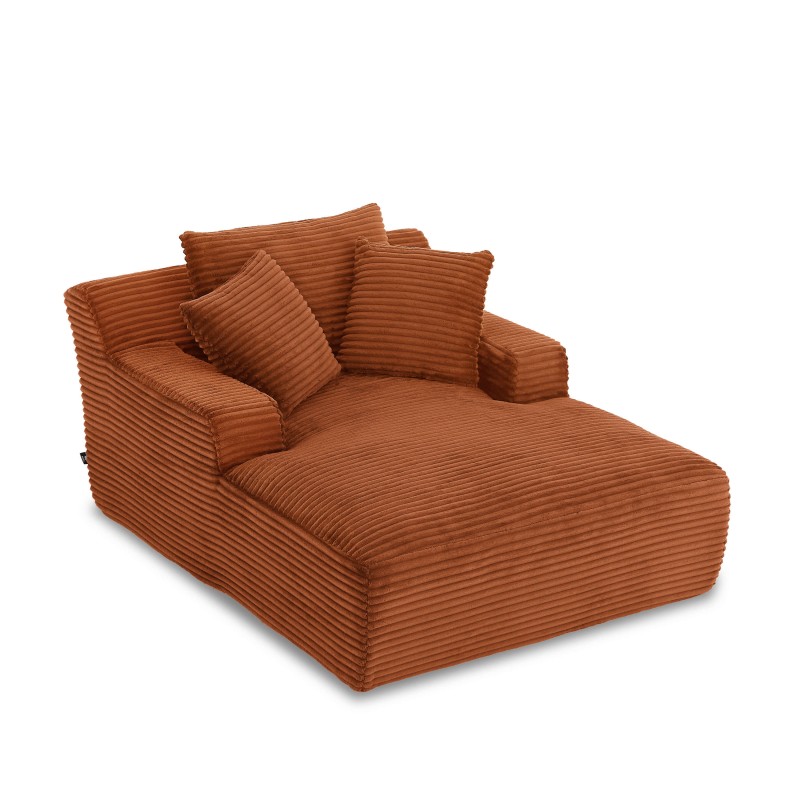 Canapé profond droit KENEDY fixe velours côtelé terracotta 1 place