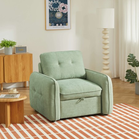 Fauteuil IMPA convertible tissu vert 1 place
