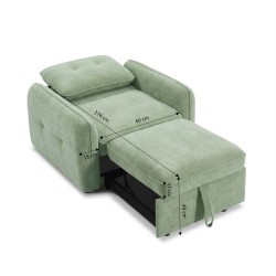 Fauteuil IMPA convertible tissu vert 1 place