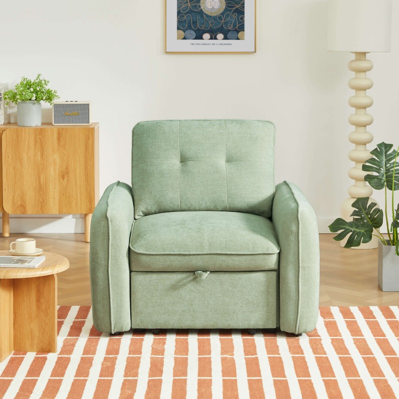 Fauteuil IMPA convertible tissu vert 1 place