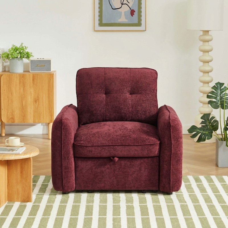 Fauteuil IMPA convertible tissu rouge 1 place
