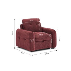 Fauteuil IMPA convertible tissu rouge 1 place