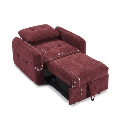 Fauteuil IMPA convertible tissu rouge 1 place