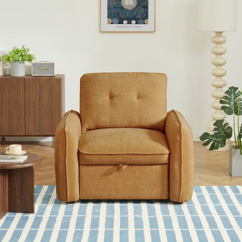 Fauteuil IMPA convertible tissu orange 1 place