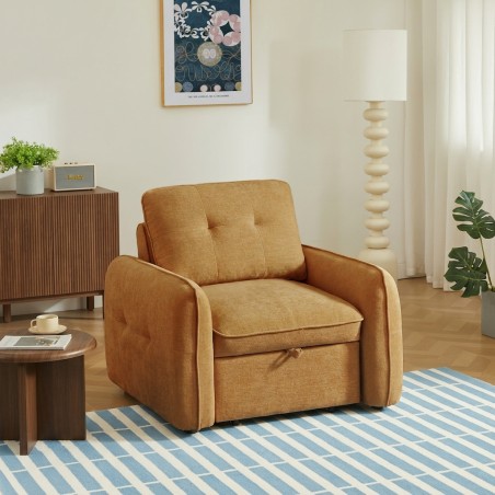 Fauteuil IMPA convertible tissu orange 1 place