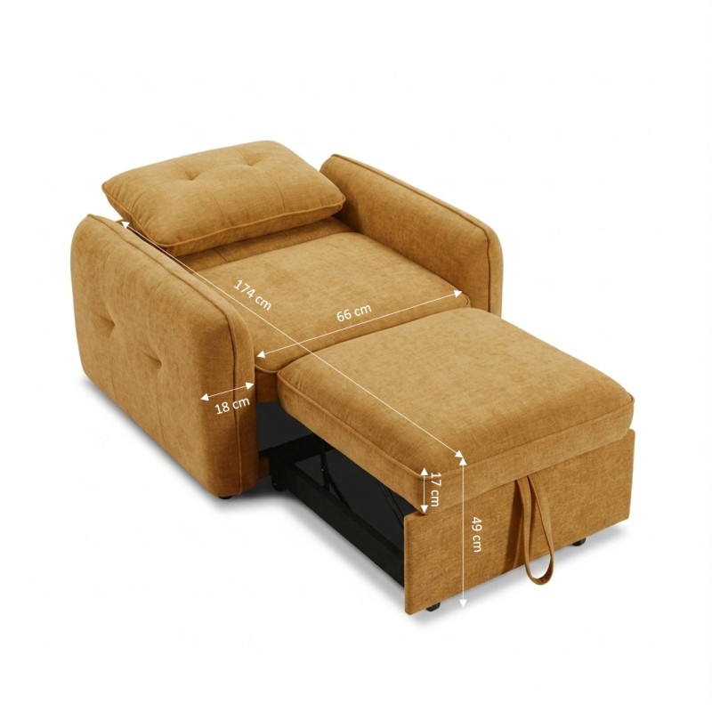 Fauteuil IMPA convertible tissu orange 1 place