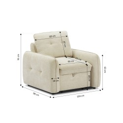Fauteuil IMPA convertible tissu beige 1 place