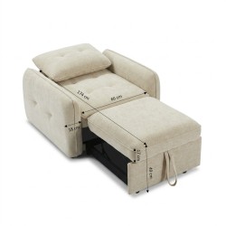 Fauteuil IMPA convertible tissu beige 1 place