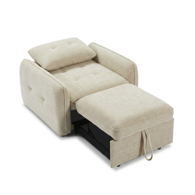 Fauteuil IMPA convertible tissu beige 1 place