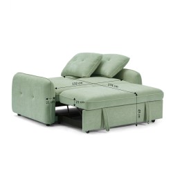 Canapé droit IMPA convertible tissu vert 2 places