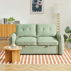 Canapé droit IMPA convertible tissu vert 2 places