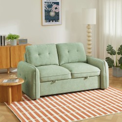 Canapé droit IMPA convertible tissu vert 2 places