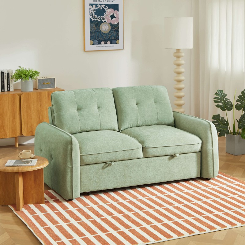 Canapé droit IMPA convertible tissu vert 2 places
