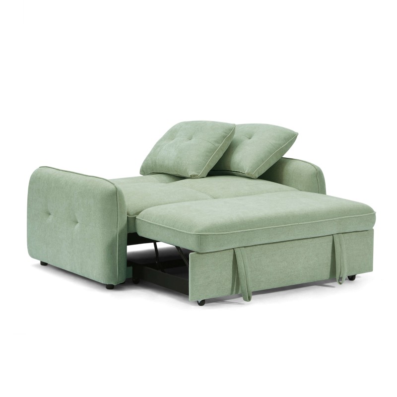 Canapé droit IMPA convertible tissu vert 2 places