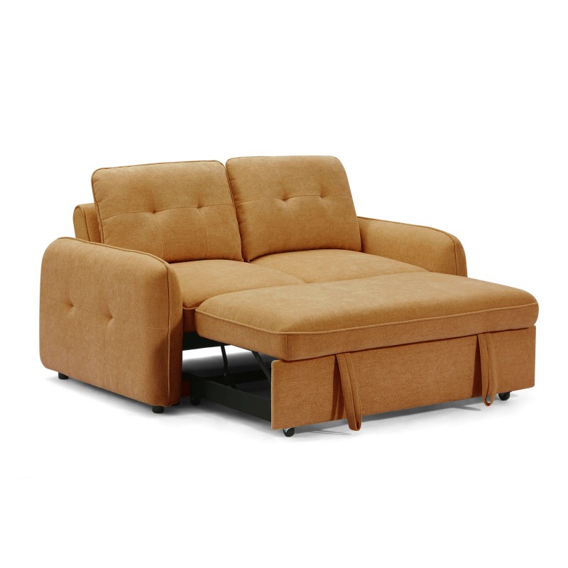 Canapé droit IMPA convertible tissu rouge 2 places