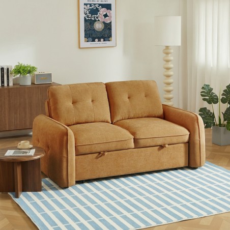Canapé droit IMPA convertible tissu rouge 2 places