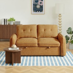 Canapé droit IMPA convertible tissu rouge 2 places