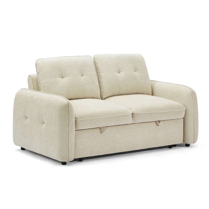 Canapé droit IMPA convertible tissu beige 2 places