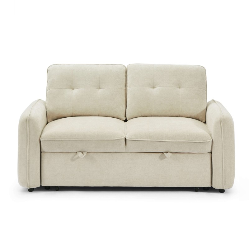 Canapé droit IMPA convertible tissu beige 2 places