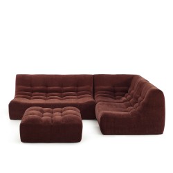Chauffeuse d'angle JANIS modulable 1 place velours bordeaux