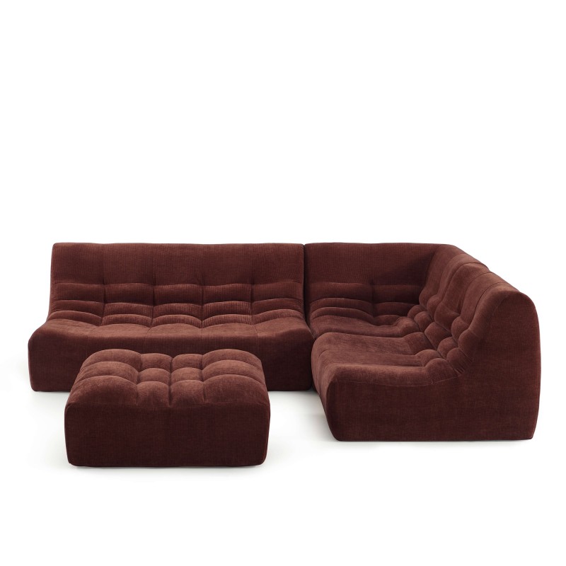 Chauffeuse d'angle JANIS modulable 1 place velours bordeaux