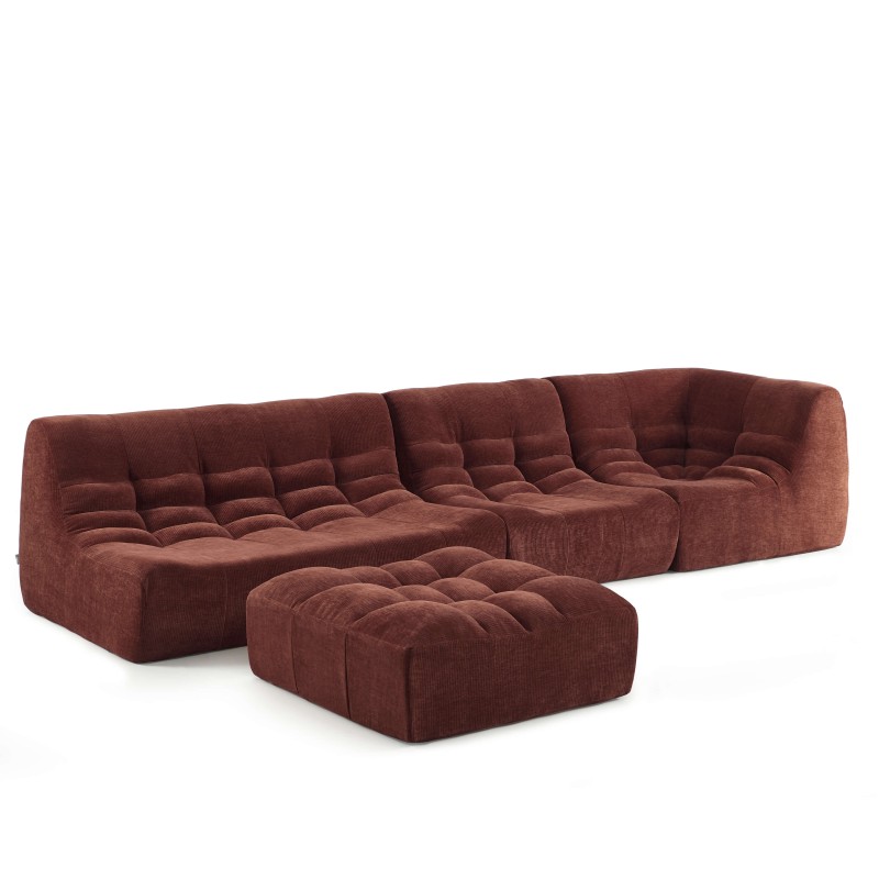 Chauffeuse d'angle JANIS modulable 1 place velours bordeaux