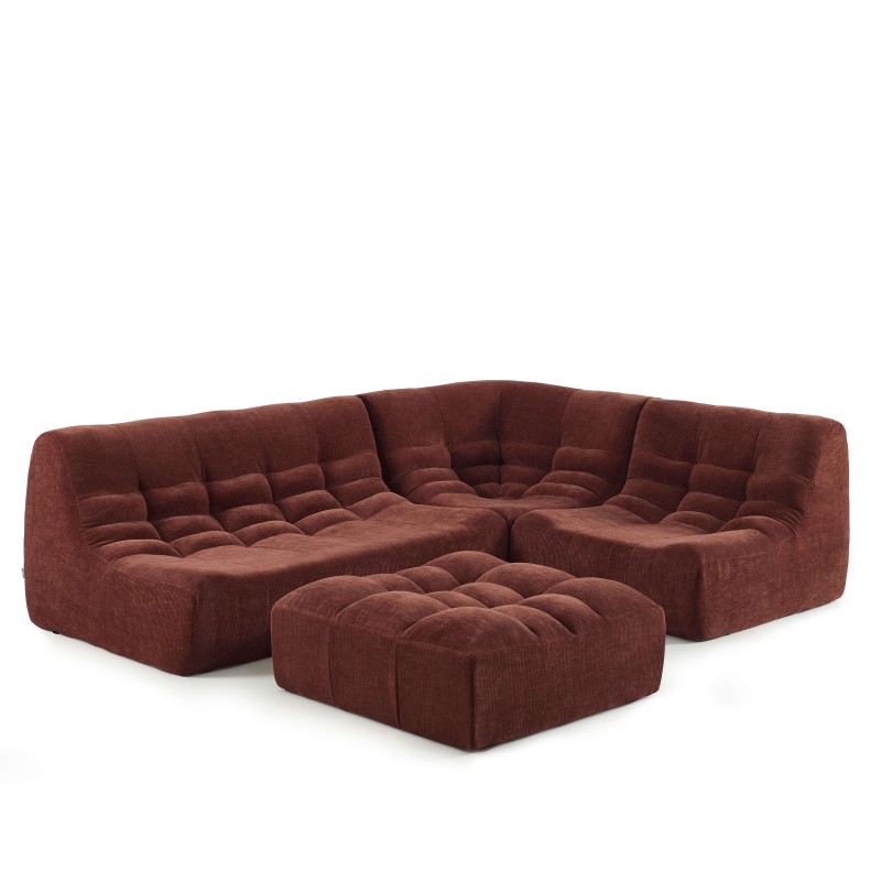 Chauffeuse d'angle JANIS modulable 1 place velours bordeaux