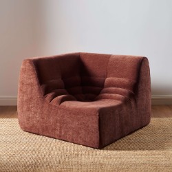 Chauffeuse d'angle JANIS modulable 1 place velours bordeaux