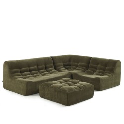 Chauffeuse d'angle JANIS modulable 1 place velours vert