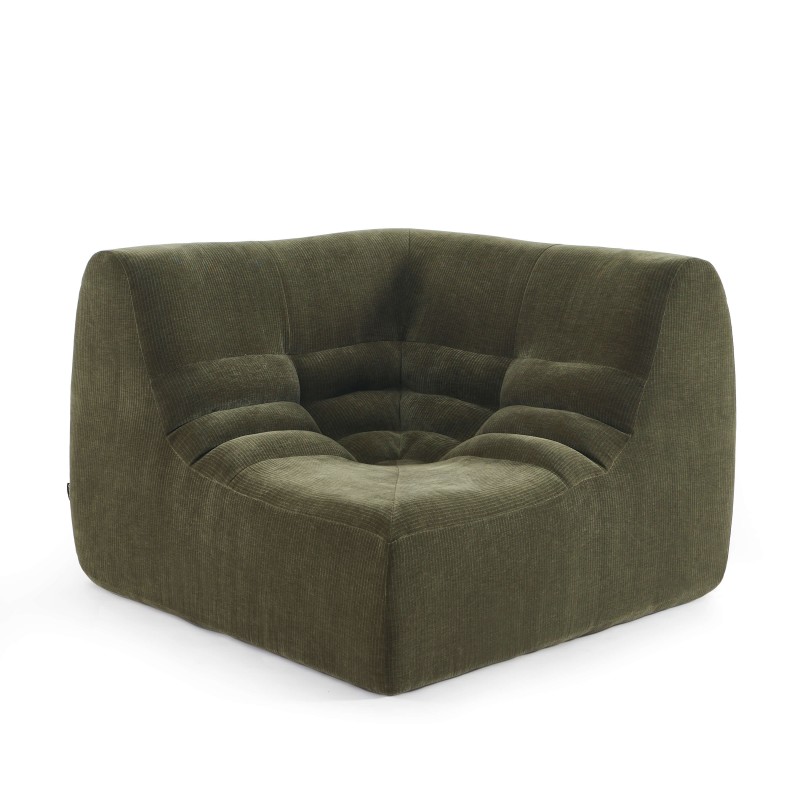 Chauffeuse d'angle JANIS modulable 1 place velours vert