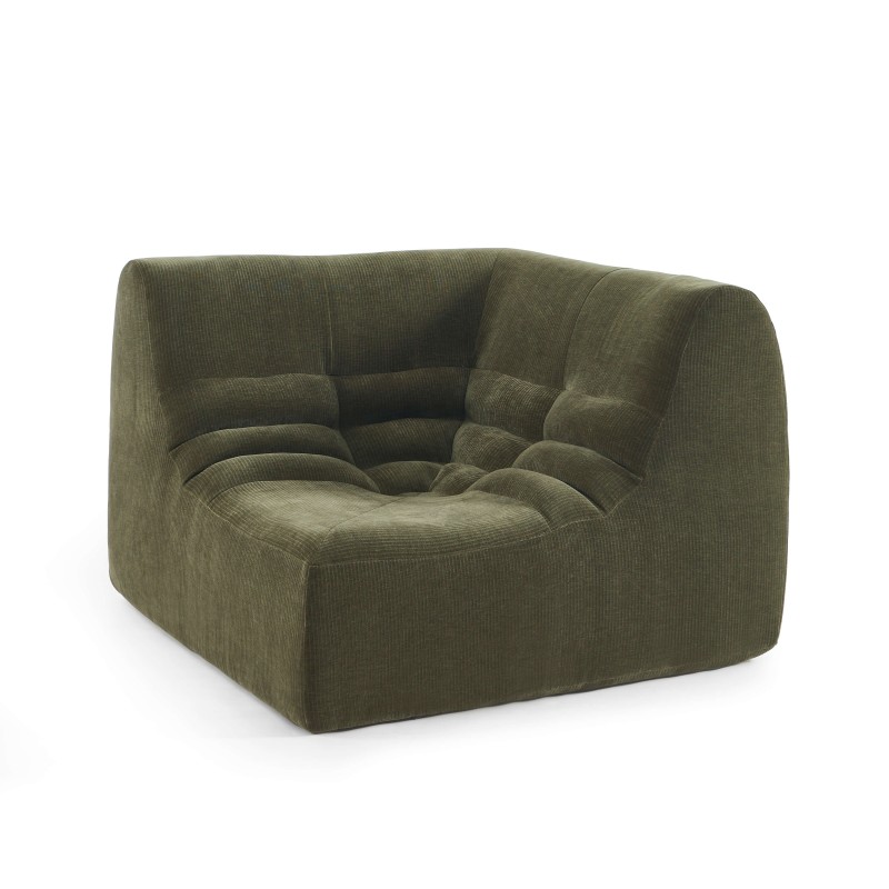 Chauffeuse d'angle JANIS modulable 1 place velours vert
