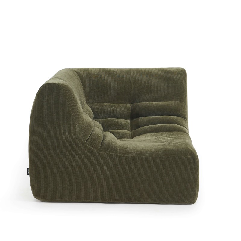 Chauffeuse d'angle JANIS modulable 1 place velours vert