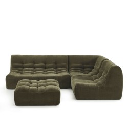 Chauffeuse d'angle JANIS modulable 1 place velours vert