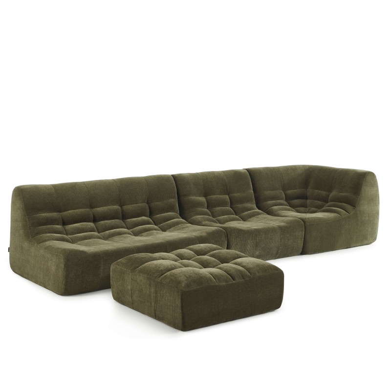 Chauffeuse d'angle JANIS modulable 1 place velours vert