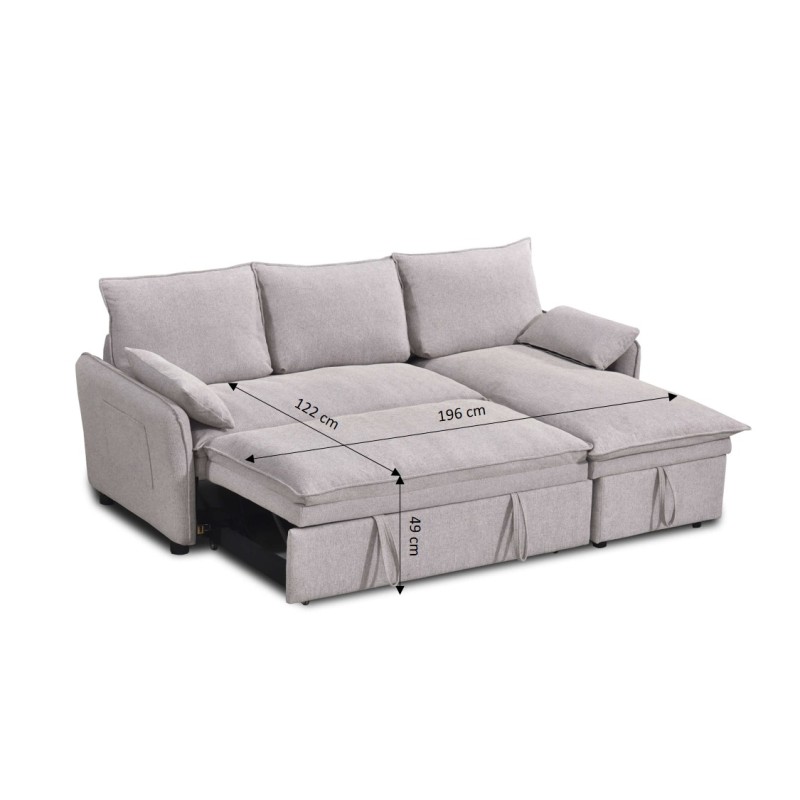 Canapé d'angle convertible et réversible SABEA 4 places tissu beige