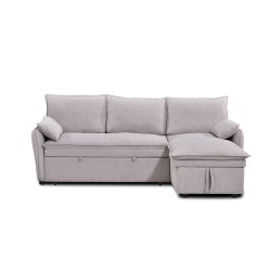 Canapé d'angle convertible et réversible SABEA 4 places tissu beige