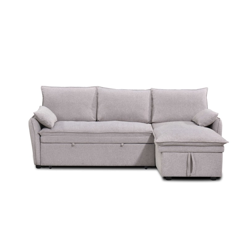 Canapé d'angle convertible et réversible SABEA 4 places tissu beige