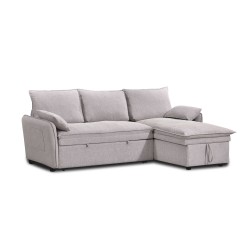 Canapé d'angle convertible et réversible SABEA 4 places tissu beige
