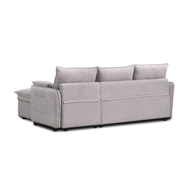 Canapé d'angle convertible et réversible SABEA 4 places tissu beige