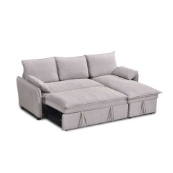 Canapé d'angle convertible et réversible SABEA 4 places tissu beige