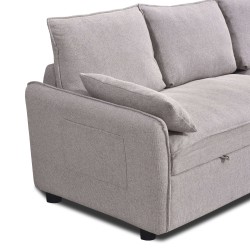 Canapé d'angle convertible et réversible SABEA 4 places tissu beige