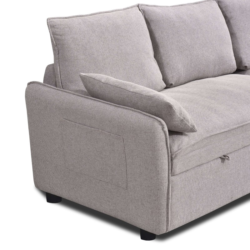 Canapé d'angle convertible et réversible SABEA 4 places tissu beige