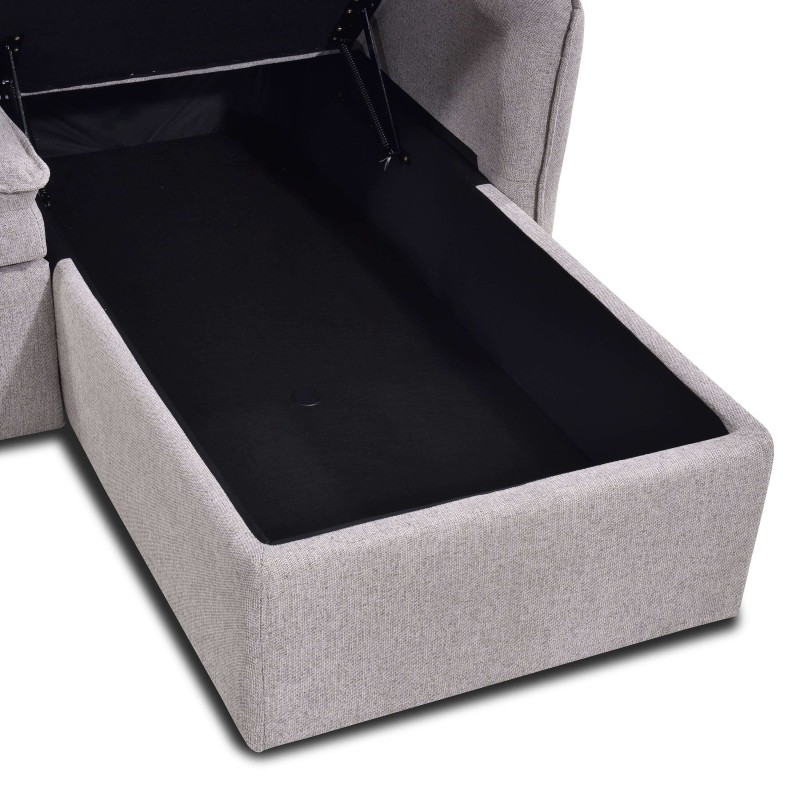 Canapé d'angle convertible et réversible SABEA 4 places tissu beige