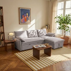 Canapé d'angle convertible et réversible SABEA 4 places tissu beige