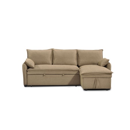 SABEA 4-Sitzer-Ecksofa mit Umkehrfunktion und Schlaffunktion aus braunem Stoff