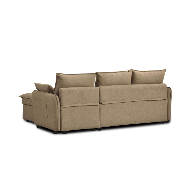 Canapé d'angle convertible et réversible SABEA 4 places tissu marron