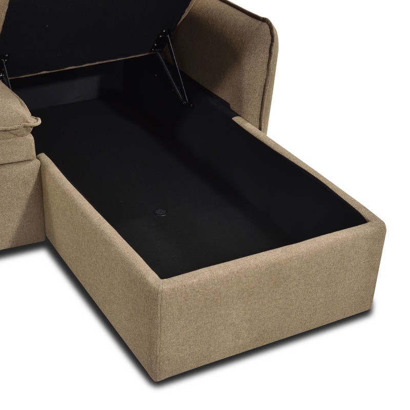 Canapé d'angle convertible et réversible SABEA 4 places tissu marron