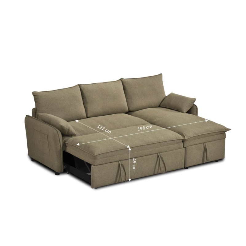 Canapé d'angle convertible et réversible SABEA 4 places tissu vert